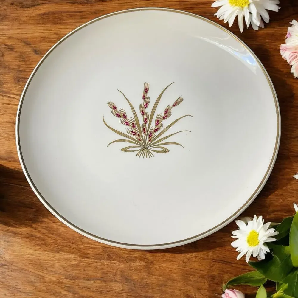 Vtg. Rare Universal Ballerina Gold Wheat Salad Plate Union Made USA 50s Bow Mod